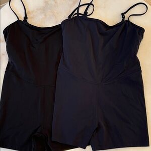 Bundle of 2 CRZ YOGA Butterluxe Cami Strap Short Rompers black and navy